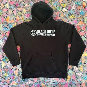 Black Rifle Coffee Hoodie Mens Large Heavyweight Pullover Drawstring Black